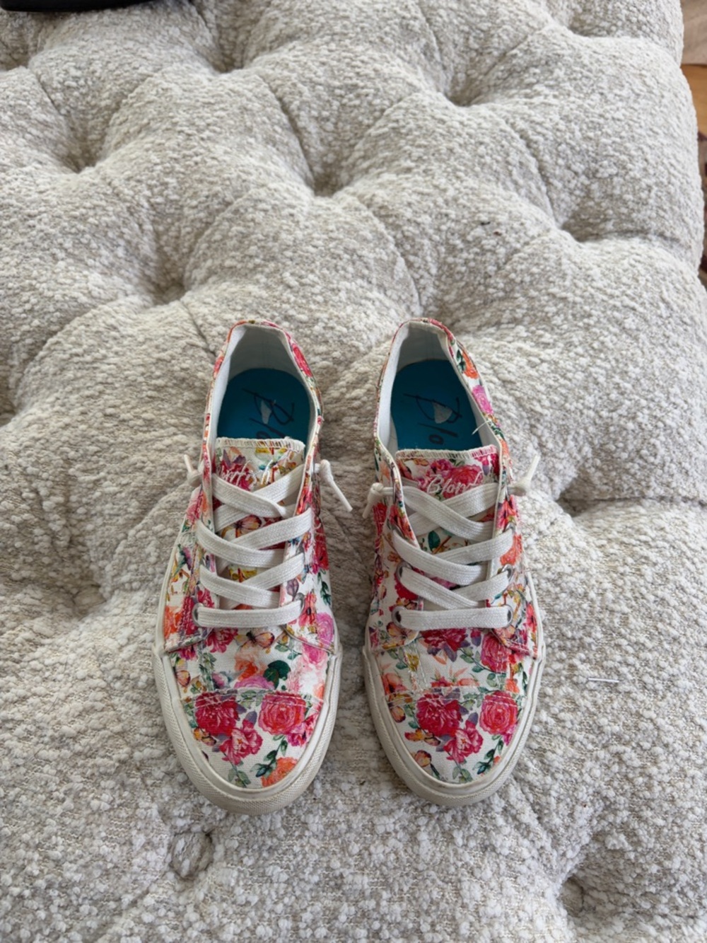 Kids Floral Canvas Sneakers with Pink & Green Accents